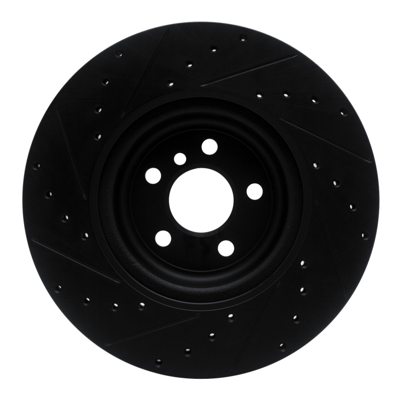 BMW 330e Brake Rotor (1) - Rear Right - R1 Concepts - Drilled & Slotted - Black - `16-`25